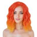 Guree Hair Orange Wigs for Women Flame Fire Color Side Part Curly Bob Wig Heat Resistant Synthetic Halloween Costume Cosplay Party Wigs (Ombre Orange)