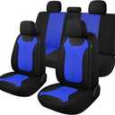 CAROMOP Car Seat Covers Premium 3D Air Mesh Cloth Full Set Washable and Breathable Automotive Vehicle Seat Covers for Cars Interior, Universal Fit for Cars, Sedans, Trucks, SUVs (Black/Blue)