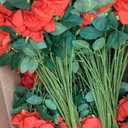Riceshoot 500 Pcs Artificial Silk Roses Flowers with Long Stem Bridal Wedding Bouquet Realistic Floral Bulks for Garden Home Party Gifts Favor Decoration(Red)