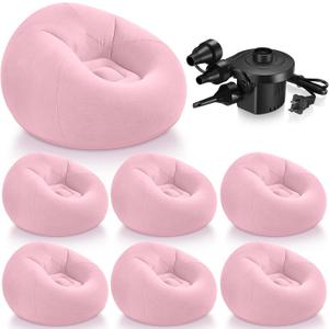 Realspring 6 9 12 Pcs Inflatable Bean Bag Chairs for Adults with Electric Air Pump, Blow up Couch Folding Portable Inflatable Couch Lazy Sofa for Outdoor Movie Night Camping(Pink,6 Pcs)