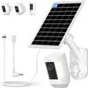 Solar Panel and 2-in-1 Wall Mount for Ring Cam, 6W Solar Charger Compatible with R-ing Spotlight Pro/Plus & Stick Up Cam Battery Models, Weatherproof Cable with USB-C and Ring Barrel Plug