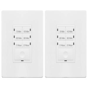 ENERLITES 2-Hour No Neutral Countdown Timer Switch, 2 Pack | UL Listed, 5-10-20-30 Min, 1-2 Hr, for Bathroom Exhaust Fans, Lights, LED Indicator, 120VAC 800W, Energy Saving