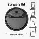 200 Pack Coffee Cup Lids, Black Plastic Dome Lids for 10/12/16/20/24 oz Paper Cups - Leak-Proof Disposable Lids for Hot/Cold Drinks (3.54 Inches/90 mm)