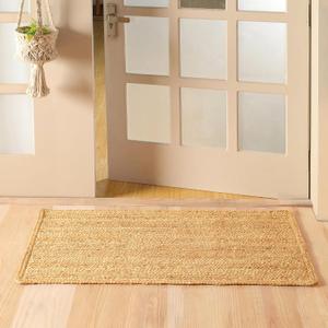 Handwoven Natural Jute Area Rug Rustic Reversible Farmhouse Rug 2.3x4ft