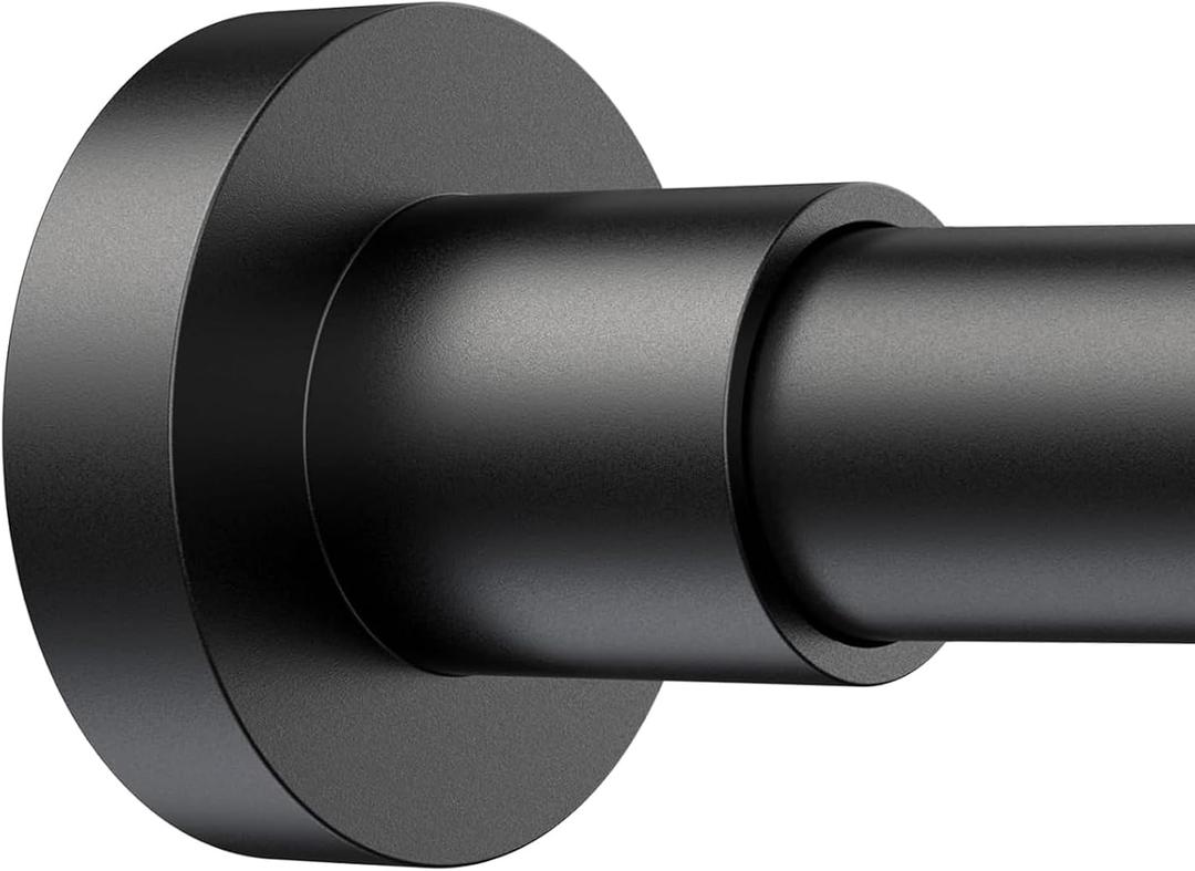 BRIOFOX Shower Curtain Rod Adjustable 18-78 Inch, Stainless Steel Spring Tension Shower Rod No Drilling Non Slip, Matte Black (18-78 Inch, Matte Black)