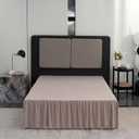 Bed Skirt King Size Ruffled Bed Skirt with Split Corners, 18 Inch Drop Dust Ruffle Bed Skirts with Platform, Khaki