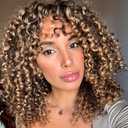Short Curly Wigs Blonde Mixed Brown Afro Curly Soft Hair Wig Synthetic Fiber Kinky African American Wig with Bangs for Black Women(27-33,Ombre Brown Mixed Blonde)