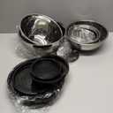 Mixing Bowls with Lids Set - 16pcs Stainless Steel Mixing Bowl Set with Colander, 3 Grater Attachments, Non-Slip Bottom, Metal Nesting Bowls with Strainer for Mixing & Serving - Black