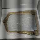 ZOOFOX Vintage Vanity Desk Table Mirror, 11.8" x 9.6" Arched Antique Makeup Mirror with Full Wooden Frame, Small Standing Carved Baroque Mirror for Living Room, Bedroom Dresser, Desktop Decor