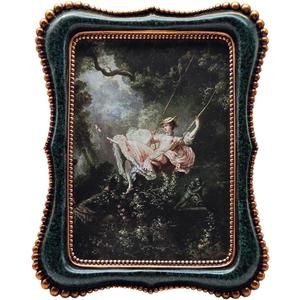 5x7 Vintage Picture Frame, Antique Blackish Green Ornate Photo Frame, for Tabletop and Wall Display, Decorative Retro Home Decor, Old Fashioned Photo Gallery Art