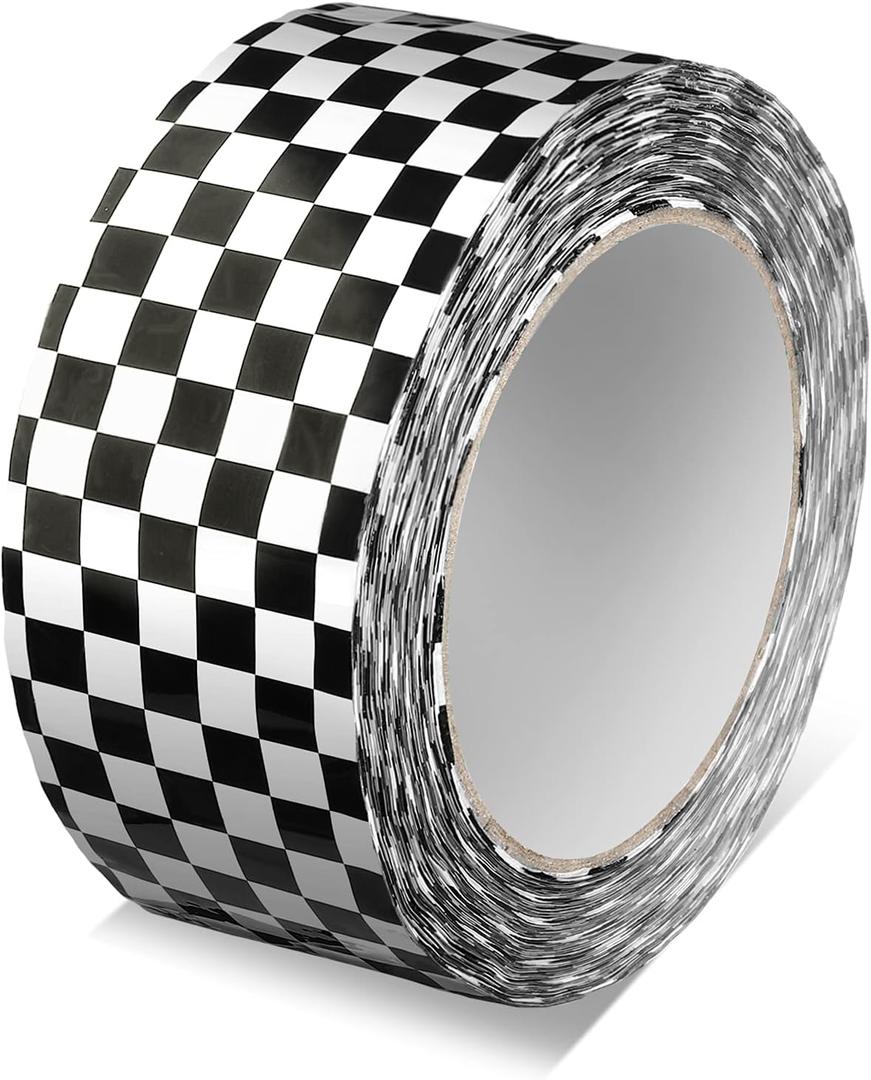 MTLEE Checkered Flag Tape Checkered Race Car Printed 1.88 Inches 100 Yards DIY Crafts Buffalo Tape Single Roll for Scrapbooking DIY Crafts Box Decoration
