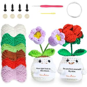 yes.sister Potted Crochet Kit (Roses) (purple red)