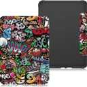 Xuanbeier Case Compatible with Kindle Paperwhite 7 inch (12th Generation)-2024 Release,Soft TPU Transparent Back Protective Cover with Auto Wake/Sleep,Graffiti
