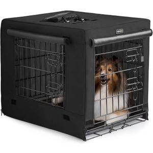 DONORO Dog Crates for Small Size Dogs Indoor Double Door Dog Kennels & Houses for Puppy and Cats, Collapsible Metal Contour Dog Cages (Black, 36.0" L x 23.0" W x 25.0" H)
