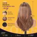 KOME Honey Blonde Highlight Synthetic Lace Front Wig, 13X4 HD Lace Glueless Long Layered Straight Strawberry Blonde Wigs for Women Daily Use 20IN #TT4/243