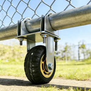 QMARK 5 Inch Farm & Ranch Gate Support Wheel for Metal Swing Gate, Chain Link Fence Gate Wheel, Fits 1-1/4" to 2-1/4" OD Round Tube, Prevents Sagging