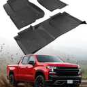 All Weather Floor Mats | for Chevy Silverado/for GMC Sierra 2025 2024-2019 | Crew Cab Only | Front & Backseat Truck Liners | 1500/2500HD/3500HD Custom Fit | Waterproof Heavy Duty Car Accessories