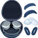 Hard Case for AirPods Max 2 Supports Sleep Mode, Travel Carrying Headphone Case with AirPods Max 2/1 Clear Ear Cups Cover/Silicone Earpad Case/Headband Cover, Protective Portable Storage Bag, Blue