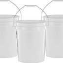 United Solutions 5 Gallon Bucket - 3 Pack, White, Heavy Duty BPA-Free Plastic Bucket, Comfortable Handle, Easy to Clean, Perfect for on The Job, Home Improvement, or Household Cleaning