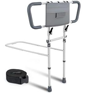 Questifyr Foldable Bed Rails for Elderly Adults Safety with Storage Bag, Adjustable Bed Rail for Seniors with Non-Slip Handle & Fixing Strap, Fits Twin/Full/Queen/King Beds, 400lb Capacity