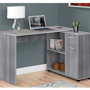 Offex 46" L Modern Computer Desk - Grey with A Storage Cabinet