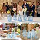Glass Bud Vases in Bulk Set of 40, Blue Small Mini Vases for Flowers, Vintage Vase for Centepiece,Wedding, Table Decor, Baby Shower, Christmas, Home and Events