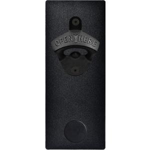 Black Cast Iron Bottle Opener Wall Mounted Beer Top Opener with Magnetic Cap Catcher Metal Plate for Kitchen Fridge Cooler