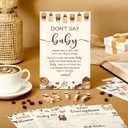 Patelai 321 Pcs Coffee Themed Baby Shower Games Set 5 Games Includes A Baby Is Brewing Price Is Right Guess Who Mommy or Daddy Word Scramble Prediction and Well Wishes Don't Say The Words