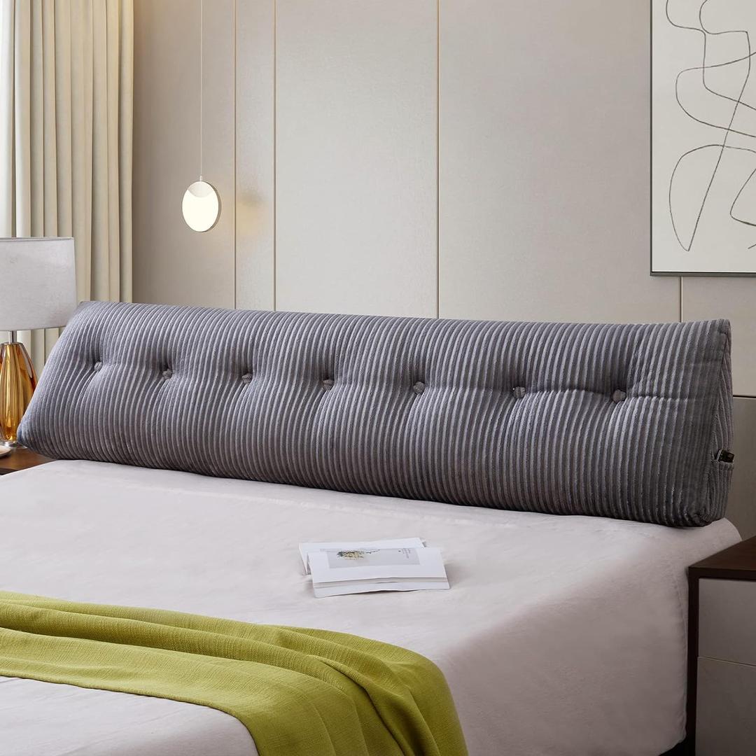 Large Headboard Pillow Headboard Wedge Pillow Bed Rest Reading Pillow Bolster Triangular Pillow for Sitting in Bed-Backrest Positioning Support Long Pillow for Daybed (King:76x8x20 Inches,Grey) Large Headboard Pillow Headboard Wedge Pillow Bed Rest Reading Pillow Bolster Triangular Pillow for Sitting in Bed-Backrest Positioning Support Long Pillow for Daybed (King:76x8x20 Inches,Grey)