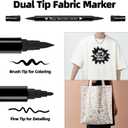 3 x Black Fabric Markers 6 Pack - Dual Tip Fabric Markers for Clothes, Permanent Textile Paint Pens for Personalizing T-Shirts, Bags, Hats, Canvas