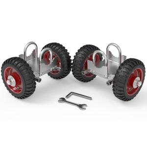 Blütezeit Rolling Gate 6'' Heavy-Duty Rubber Wheel Carrier 2pcs, Double-U Bolts Gate Rollers for Driveway Chain Link Fence Metal Tube Gates, Pack of 2