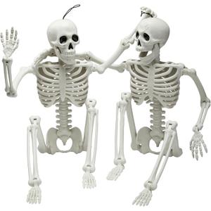 JOYIN 2 PCS 24 Halloween Skeleton Decor, 2 FT Full Body Stayable Posable Skeletons for Halloween, White Human Plastic Bones with Movable Joints for Spooky Indoor Outdoor Decoration, Graveyard Prop
