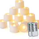 Homemory 24pcs Remote Timer LED Tea Lights Candles, 400+Hours Flickering Flameless Battery Operated Votive Candles for Tabletop Lighting, Centerpieces Decor, Holiday Decor (Warm White Glow, White Base)