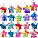 20 pcs Rainbow Mini Pop Turtle Fidget Keychain ToyParty Fidgets Favors Toys Bubble Wrap Pop Anxiety Stress Reliever Stuents Gift
