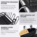 BRIAN & DANY Aluminum Dish Drying Rack, Dish Racks for Kitchen Counter, Dish Drainer with Removable Cutlery Holder & Cup Holder, 16.5" L x 11.8" W, Black