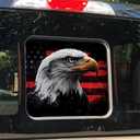 American Eagle Rear Middle Window Decal,Truck Back Center Sliding Window Vinyl Decal,American Flag Perforated Graphics Pickup Sticker,Patriotic Car Decoration Decals