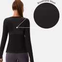 BMJL Womens Long Sleeve Workout Tops UPF 50+ Sun Protection Shirt with Mesh Panel for Athletic Hiking Running (Black, S)