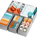 Criusia Drawer Organizer Clothes 8 Pack - Sock Underwear Drawer Organizer Divider - Dresser Organizer Bins for Closet Bedroom - Baby Clothes Organizers and Storage for Nursery Organization -Grey