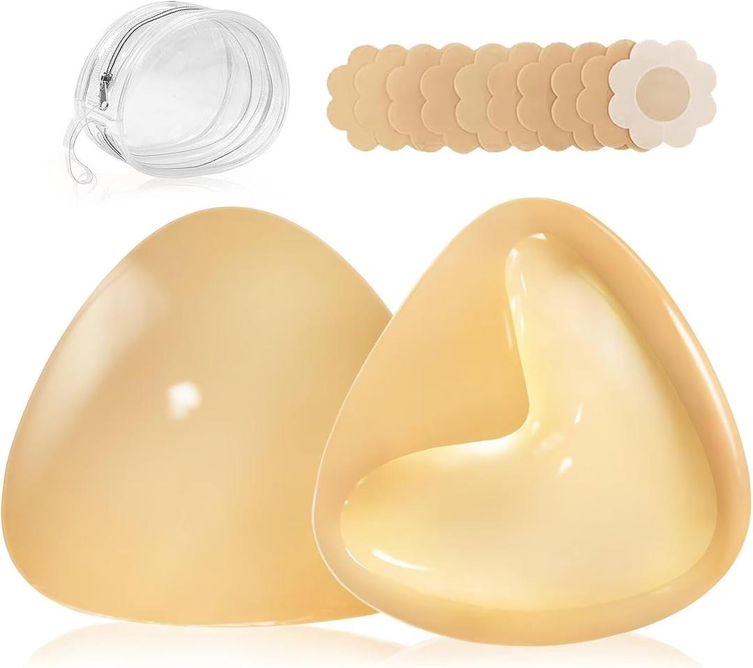 Sticky Bra Inserts Push Up - Double Sided Adhesive Breast Pads,Breast Enhancers for Bikini Bathing Suit Sports Bra (Beige)