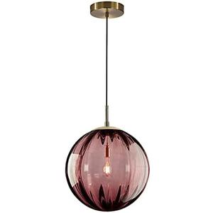 KCO Lighting Modern Large Globe Pendant Light - Vintage Gold Single Pendant - Round Glass - Industrial Kitchen Island & Dining Room Light Fixture (Burgundy-9.8')