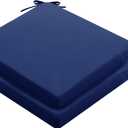 Outdoor Chair Cushions Set of 2: Waterproof & Fade Resistant Seat Cushion for Patio Furniture - 19 x 19 x 2 Inch Chair Pads with Ties and Hidden Zipper - Patio Chair Cushion Replacement, Navy