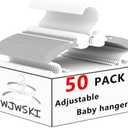 WJWSKI Kids Hangers for Closet, 50 Pack Baby Clothes Hanger, Adjustable Toddler Hangers for Boy Nursery, Cascading Plastic Perchas for Newborn Babies Children Infant, Space Saving Perchas Bebés, Grey