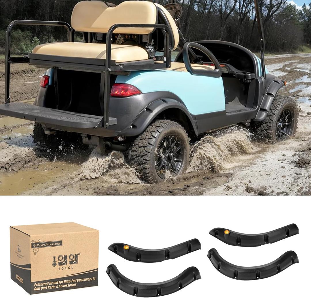 10L0L Golf Cart Front and Rear Fender Flares for Club Car Precedent - Set of 4 Golf Cart Fender Flares W/Stainless Steel Screws Hardware NOT for Modified Car