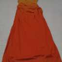 GORGLITTER Women's Mesh Strapless Ruched Bodycon Maxi Dress Wedding Guest Prom Cocktail Summer Y2k Long Tube Dresses (Orange)