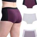 Neione Women Period Underwear Heavy Flow Cotton High-Waisted Sleep Boyshort Menstrual Panties Holds 5 Tampons (Small, Liberal)