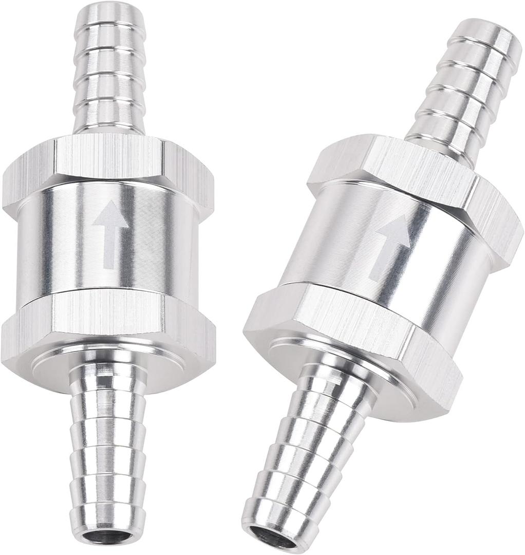 EVIL ENERGY 3/8" Fuel Check Valve One Way Inline Non Return Diesel Gasoline Silver(10mm OD,2PCS)
