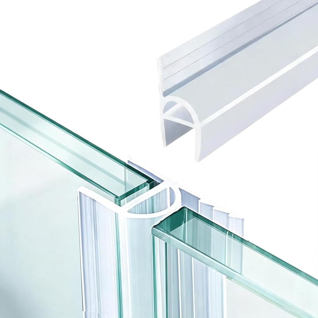 Shower Glass Door Seal, 120 Inch Silicone Soft Shower Door Bottom Seal for 3/8"(10mm) Thick Glass Door, Stopping Water Leaks (Arch)
