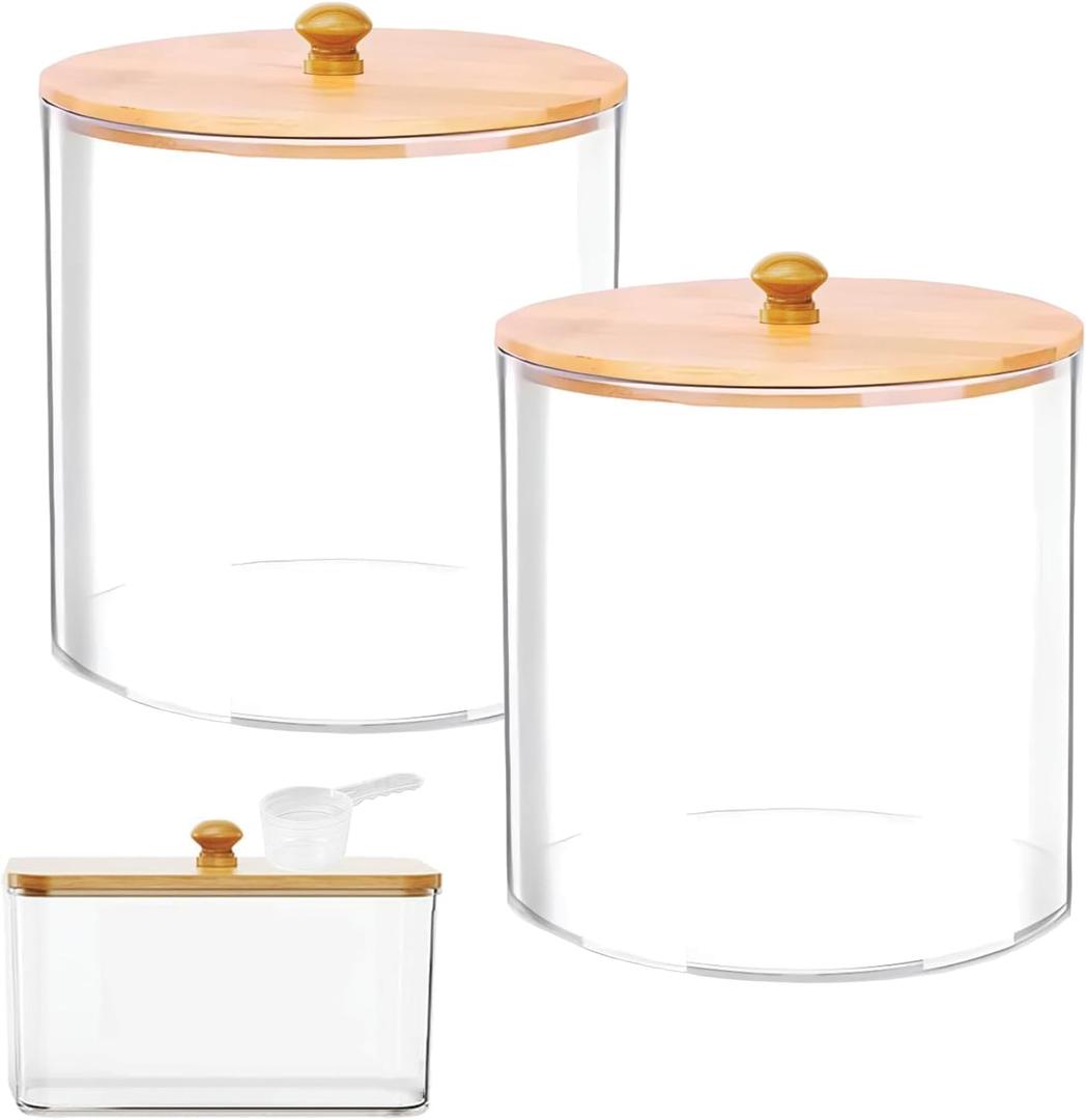 3 Pack Large Laundry Pods Container & Dryer Sheet Holder Set, Plastic Laundry Organization Jars with Lids, Labels, Scoops & Scent Booster Spoons for Detergent and Powder