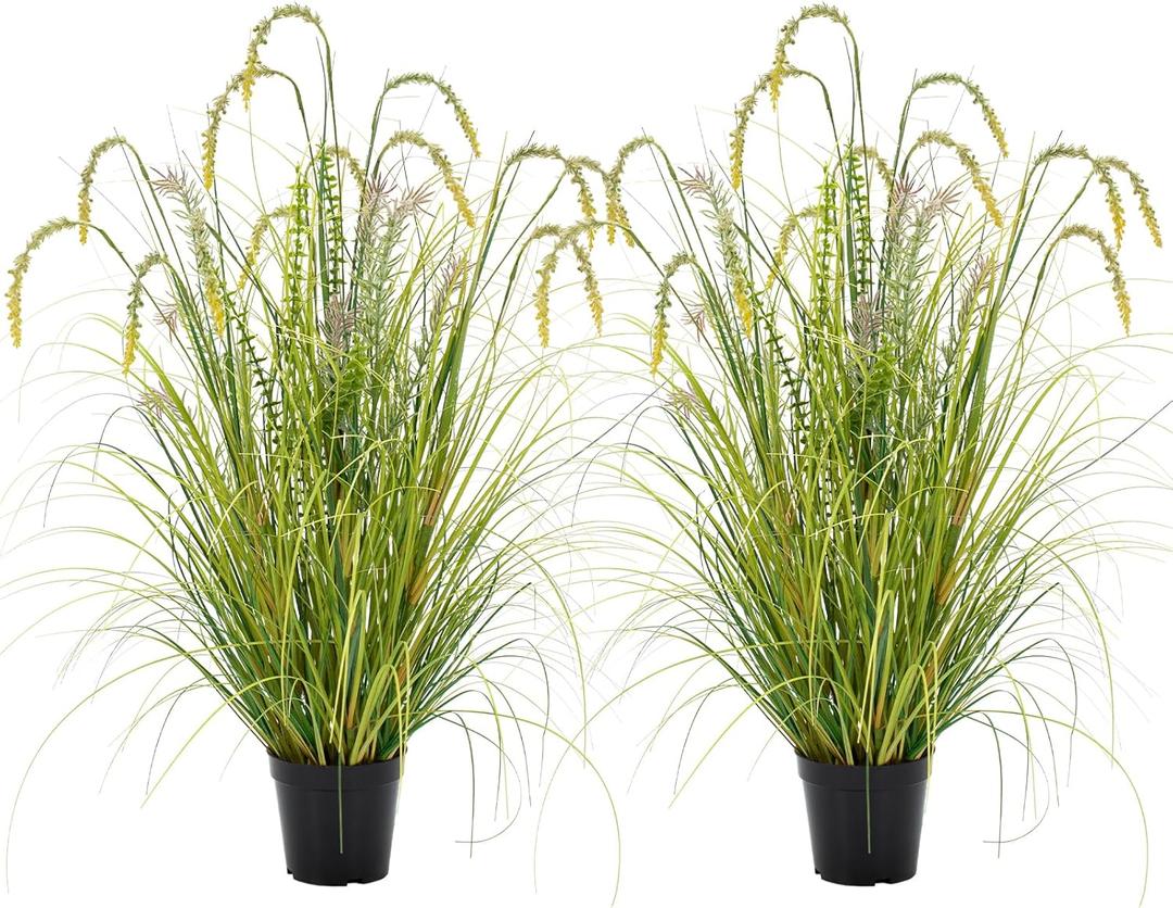 3FT Artificial Reed Grass ,2 Pack Artificial Tall Grass Plants Outdoor Indoor ,Fake Plants & Flowers in Pot-Housewarming gifts For Living Room Office Bedroom Decor