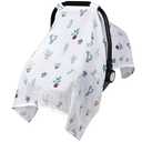 Muslin Carseat Cover for Boys Girls, Breathable Infant Car Seat Canopy, Lightweight Baby Carrier Cover, Newborn Shower Gift, Fit Spring Summer/Hot Days/Warm Weather, Cactus 2Pcs